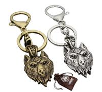 Lot de 2 Porte-Clés Loup Fenrir Viking en Acier Inoxydable - Anneaux de Clés Pendentif Mythologie Nordique pour Homme et Femme - Coffret Cadeau
