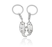 Lot De 2 Porte-CléS Loutre Puzzle Animal Sculpture Pendentif Porte-CléS Porte-clés animal loutre Pour Partenaire Couple Amitié Ange Gardien Porte-CléS