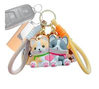 Lot de 2 porte-clés magnétiques assortis en forme de chien de dessin animé pour couples | Porte-clés assorti pour petit couple pour sacs fourre-tout, sacs à dos, sacs à bandoulière, jaune, Refer to