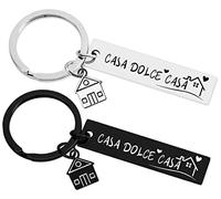 Lot de 2 porte-clés maison, en acier porte-clés maison nouveau couple lui et elle porte-clés familial personnalisé maison nouvelle idée cadeau de pendaison première maison cadeaux de Noël