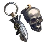 Lot de 2 porte-clés motif requin et fusée - Fait à la main - Avec décapsuleur - Cadeau cool et unique pour homme et femme - Porte-clés personnalisé avec motif amusant pour sacs et accessoires (crâne +