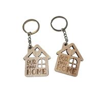 Lot de 2 porte-clés « Our First Home » - Cadeau de nouvelle maison pour couples, lui et elle, cadeau de pendaison de crémaillère, cadeau pour la première fois acheteur, porte-clés de déménagement,