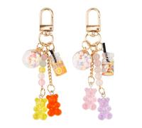 Lot de 2 Porte-Clés Ourson en Gélatine - Bijoux Kawaii en Résine, Pendentif Mignon Forme d'Ours, Couleur Bonbon Macarons pour Femmes et Filles