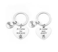Lot De 2 Porte-Clés Papy Mamie - Cadeau Fête Des Grands-Mères, Papi Et Mamie - Idée Cadeau Noël Et Anniversaire Pour Grand-Père Et Grand-Mère