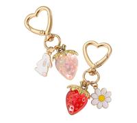 Lot De 2 Porte-clés Pendentif Lapin Fraise Et Fleur Fait À La Main Accessoires De À Main Pour Femmes Cadeaux Accessoires Mignons Pour Elle