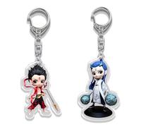 Lot de 2 Porte-clés pendentifs Ne Zha et Ao Bing, Jolis créatifs, Cadeau for Enfant, garçon, Fille, Femme, Homme, Sac à Main, Dos, clés Voiture, Accessoires décoration(A)