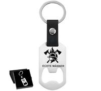 Lot de 2 porte-clés pompiers avec décapsuleur, cadeaux de pompiers, accessoires pratiques pour anniversaire, Noël, départ ou retraite, design noir 7 x 9 x 1,6 cm
