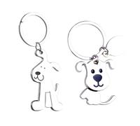 Lot de 2 Porte-Clés pour Chien en Métal - Animal, Dessin Animé, Pendentif Mignon de Sac à Dos pour les Amoureux des Chiens (Argent)