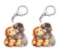 Lot de 2 porte-clés Punch Monkey Team Punch en peluche pour sac à dos et clés