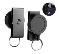 Lot de 2 porte-clés rétractables avec anneaux rotatifs à 360°, bobine de badge robuste en alliage de zinc, comprend un clip de ceinture pour outils et clés