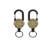 Lot de 2 porte-clés rétractables durables avec corde réglable - Porte-clés d'extérieur avec fermeture à ressort pour porte-badge d'identité, porte-cartes, cartes clés (kaki)