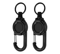Lot de 2 porte-clés rétractables robustes avec cordon en acier de 60 cm, cordon extensible pour badge d'identité, cartes clés et porte-clés - Accessoire durable et pratique