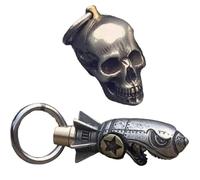 Lot de 2 porte-clés Shark Rocket Bomb, porte-clés en forme de bouteille en forme de tête de mort, porte-clés en forme de crâne (2 pièces - mixte)