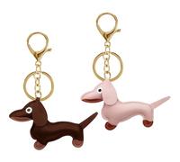 Lot de 2 porte-clés teckel, pendentif de sac à main, pendentif chiot, pendentif teckel en cuir, décoration de sac, porte-clés cadeau, Rose, taille unique