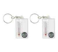 Lot de 2 porte-clés thermomètre/boussole, portable pour randonnée, camping, extérieur, kit de survie et mousqueton pour sac à dos