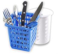 Lot de 2 porte-couverts gigognes - Panier à couverts rond et carré - En plastique renforcé - Bords coniques - Fond perforé - Panier à couverts polyvalent pour lave-vaisselle - Porte-ustensiles pour