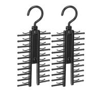 Lot de 2 porte-cravates en plastique - Extension en forme de X - Noir - Léger - Capacité : 20 cravates - Verrouillage sécurisé pour armoire