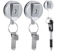 Lot de 2 porte-crayons rétractables avec clip pour stylo, enrouleurs de badge en métal - Porte-stylos universel pour charpentiers, infirmières, serveurs, porte-stylos avec clip de ceinture et