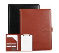 Lot de 2 Porte Documents A4, Porte Bloc A4 avec Couvercle, Dossiers de Rangement avec Porte-Stylo et Fermeture Magnétique, Idéal pour Bureau (Marron + Noir)