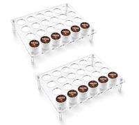 Lot de 2 porte-dosettes de café plats en acrylique avec 24 emplacements pour dosettes de café K - Organiseur de tiroir de grande capacité pour comptoir, bureau, cuisine (2 pièces)
