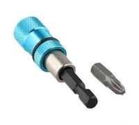 Lot de 2 porte-embouts magnétiques en acier au chrome vanadium avec tige hexagonale de 6,35 mm pour tournevis électrique et perceuse, rouge, argent, noir, bleu (bleu)