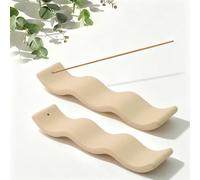 Lot de 2 Porte-Encens Céramique Forme Vague pour Yoga | Attrape-cendres, brûleur long, pour Palo Santo méditation yoga, déco maison, cadeau