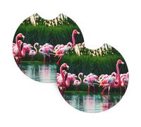 Lot de 2 porte-gobelets colorés et fabuleux avec imprimé flamants roses - dessous de verre universels, parfaits pour les excursions en plein air en voiture