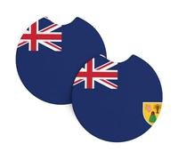 Lot de 2 porte-gobelets de voiture avec motif drapeau des îles Turques et Caïques - Accessoires universels, parfaits pour les excursions en plein air