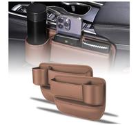 Lot de 2 porte-gobelets de voiture en cuir - Boîte de rangement réglable pour siège de voiture - Avec porte-gobelet - Pour téléphones, lunettes, clés, cartes (marron clair)