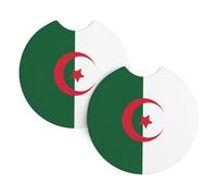 Lot de 2 porte-gobelets pour intérieur de voiture avec drapeau de l'Algérie - Accessoires universels, parfaits pour les excursions en plein air