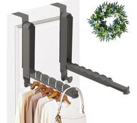 Lot de 2 Porte Manteau Porte,Crochet De Porte en Acier Inoxydable,Cintre Pliable,Portemanteau Pliable, Porte Manteau Porte pour Accrocher Vêtements,Foulards, Sacs et Couronnes de Noël (Gris métallisé)