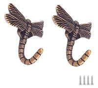 Lot de 2 porte-manteaux muraux, crochets décoratifs en forme de libellule, crochet à vêtements mural, crochet à vêtements en alliage de zinc, crochet de porte arrière, crochet de suspension mural(Bron