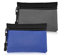 Lot de 2 Porte-Monnaie à Fermeture éclair pour Femme et Homme, en Tissu Oxford, Petit Porte-Monnaie pour Fille et garçon, Mini Pochette Portable pour pièces de Monnaie (Gris + Ble)