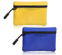 Lot de 2 Porte-Monnaie à Fermeture éclair pour Femme et Homme, en Tissu Oxford, Petit Porte-Monnaie pour Fille et garçon, Mini Pochette Portable pour pièces de Monnaie (Jaune + Bleu)