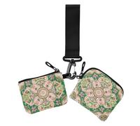 Lot de 2 porte-monnaie à fermeture éclair pour femme Motif floral Rose et vert, Flore de style Moyen-Orient rose et vert, 1 size, Décontracté