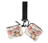 Lot de 2 porte-monnaie avec dragonne pour cartes de crédit Motif animal de dessin animé est heureux chaque jour, Animal de dessin animé est heureux chaque jour, 1 size, Décontracté