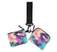 Lot de 2 porte-monnaie avec dragonne pour un usage quotidien Motif berger allemand graffiti, Dessin animé chien berger allemand graffiti style, 1 size, Décontracté
