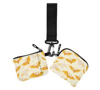 Lot de 2 porte-monnaie avec fermeture éclair et dragonne pour femme Motif chauve-souris vampire Jaune vif, dessin animé vampire chauve-souris jaune vif, 1 size, Décontracté