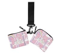 Lot de 2 porte-monnaie avec fermeture éclair pour femme Motif château de conte de fées coloré, Château de conte de fées coloré, 1 size, Décontracté