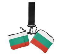 Lot de 2 porte-monnaie avec motif drapeau de la Bulgarie - Porte-monnaie pour cartes de crédit - Petit portefeuille portable avec fermeture éclair - Pour femme, Drapeau Bulgarie, 1 size, Décontracté