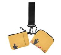 Lot de 2 porte-monnaie avec poche zippée pour femme - Motif soldat du jour commémoratif national avec pistolet jaune, Soldat du jour commémoratif national avec pistolet jaune, 1 size, Décontracté