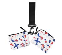 Lot de 2 porte-monnaie avec porte-clés Motif Paris romantique Bleu/blanc/rouge, Paris romantique bleu, blanc et rouge, 1 size, Décontracté