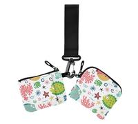 Lot de 2 porte-monnaie colorés avec fermeture éclair et dragonne Motif poissons hawaïens, Poisson hawaïen coloré Lovely Marine Life, 1 size, Décontracté