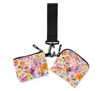 Lot de 2 porte-monnaie colorés pour femme avec dragonne pour un usage quotidien Motif roses des États-Unis, États-Unis Rose Beauté Fleurs d'été Colorées, 1 size, Décontracté.