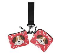 Lot de 2 porte-monnaie double avec fermeture éclair et sangle de poignet I Love Your Valentine Dog, I love your valentine dog, 1 size, Décontracté