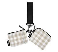 Lot de 2 porte-monnaie double pour cartes de crédit avec fermeture éclair pour homme et femme, Marron Taupe Buffalo Plaid Tartan Check Scotland Beige, 4.13"(L) x 3.5"(W), Accessoire de voyage