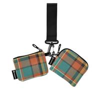 Lot de 2 porte-monnaie double pour cartes de crédit avec fermeture éclair pour homme et femme, Tartan écossais écossais écossais carreaux colorés, 4.13"(L) x 3.5"(W), Accessoire de voyage