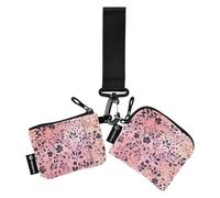Lot de 2 porte-monnaie double pour cartes de crédit et cartes d'identité amovibles avec dragonne pour homme et femme Motif fleurs printanières Or rose, Fleurs de printemps Rose, 1 size