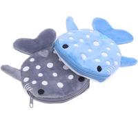 Lot de 2 porte-monnaie fantaisie en forme de requin baleine bleu et gris, accessoires esthétiques kawaii avec fermeture éclair, petit portefeuille amusant en peluche pour filles, porte-monnaie et