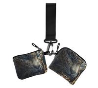 Lot de 2 porte-monnaie fins et plats avec fermeture éclair pour femme Motif Tigres féroces Noir/doré, Tigres féroces en or noir, 1 size, Décontracté